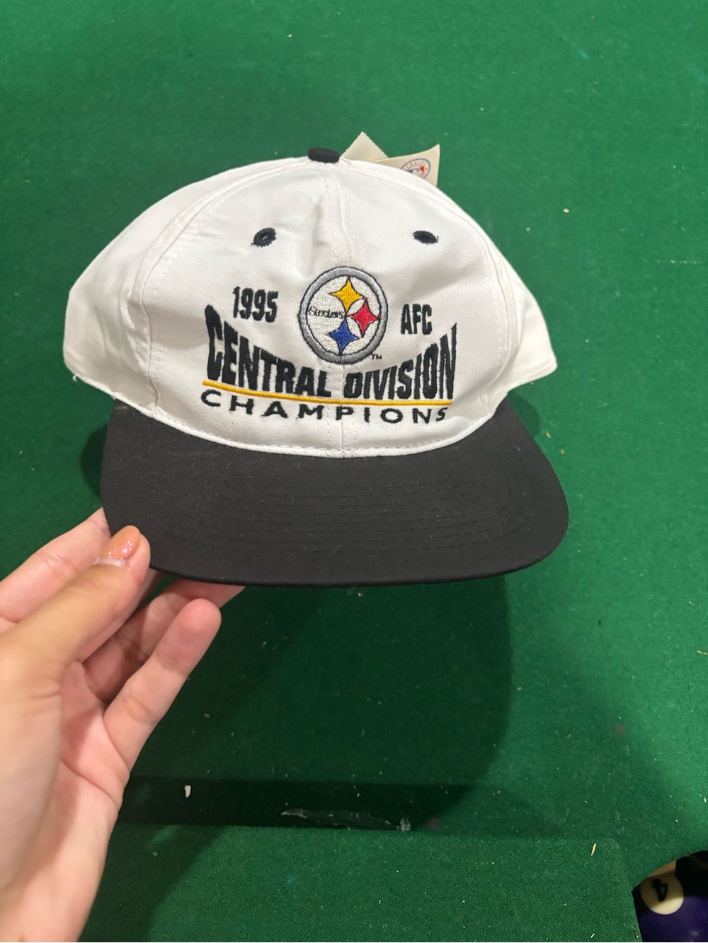 Vintage 1995 AFC Steelers Central Division Champions White & Black Hat